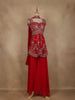 Pink Floral Embroidered Georgette Palazzo Suit with Dupatta