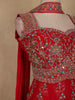 Pink Floral Embroidered Georgette Palazzo Suit with Dupatta