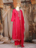 Pink Floral Embroidered Raw Silk Salwar Suit with Matching Dupatta