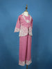Pink Floral Embroidered Shimmer Kids Palazzo Suit With Jacket