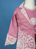 Pink Floral Embroidered Shimmer Kids Palazzo Suit With Jacket