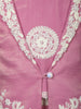 Pink Floral Embroidered Shimmer Kids Palazzo Suit With Jacket