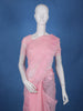 Pink Floral Embroidered Tissue Saree with Scalloped Border - Diadem