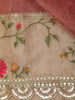 Onion Pink Floral Embroidered Tissue Saree with Sequins Designer Border