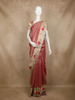 Onion Pink Floral Embroidered Tissue Saree with Sequins Designer Border