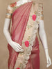 Onion Pink Floral Embroidered Tissue Saree with Sequins Designer Border