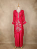 Pink Floral Embroidered Tissue Silk Palazzo Suit