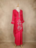 Pink Floral Embroidered Tissue Silk Palazzo Suit