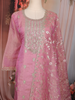 Pink Floral Embroidered Tissue Silk Straight Cut Salwar Suit with Dupatta
