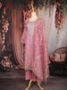 Pink Floral Embroidered Tissue Silk Straight Cut Salwar Suit with Dupatta