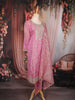 Pink Floral Embroidered Tissue Silk Straight Cut Salwar Suit with Dupatta