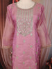 Pink Floral Embroidered Tissue Silk Straight Cut Salwar Suit with Dupatta