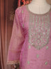 Pink Floral Embroidered Tissue Silk Straight Cut Salwar Suit with Dupatta