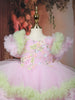 Pink Floral Embroidery Design Net Ruffle Party Frock
