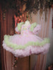 Pink Floral Embroidery Design Net Ruffle Party Frock