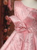 Pink Floral Jacquard Design Net Party Wear Kids Frock
