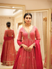 Pink Floral Motif Bead Work Georgette Gown - Diadem