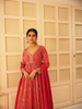Pink Floral Motif Bead Work Georgette Gown - Diadem