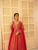 Pink Floral Motif Bead Work Georgette Gown - Diadem