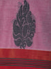 Pink Floral Motif Design Cotton Saree With Red Contrast Border