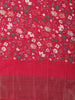 Pink Floral Printed Chanderi Cotton Saree with Contrast Border