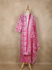 Pink Floral Printed Cotton Straight Cut Salwar Suit with Dupatta