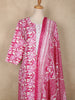 Pink Floral Printed Cotton Straight Cut Salwar Suit with Dupatta