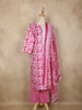 Pink Floral Printed Cotton Straight Cut Salwar Suit with Dupatta