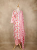 Pink Floral Printed Cotton Straight Cut Salwar Suit with Dupatta