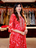 Pink Floral Printed Kaftan-style Crepe Salwar suit