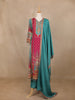 Pink Floral Printed Synthetic Salwar Suit