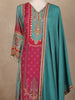 Pink Floral Printed Synthetic Salwar Suit