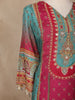 Pink Floral Printed Synthetic Salwar Suit