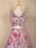 Pink Floral Printed and Sequins Embroidered Design Chiffon Bridesmaids Lehenga