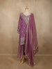 Purple Floral Sequins And Beads Embroidered Design Organza Palazzo Suit with Dupatta