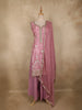 Pink Floral Sequins And Beads Embroidered Design Organza Palazzo Suit with Dupatta