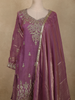 Purple Floral Sequins And Beads Embroidered Design Organza Palazzo Suit with Dupatta