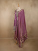Purple Floral Sequins And Beads Embroidered Design Organza Palazzo Suit with Dupatta