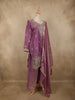 Purple Floral Sequins And Beads Embroidered Design Organza Palazzo Suit with Dupatta