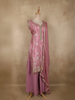 Pink Floral Sequins And Beads Embroidered Design Organza Palazzo Suit with Dupatta