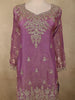 Purple Floral Sequins And Beads Embroidered Design Organza Palazzo Suit with Dupatta