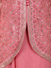 Pink Floral Sequins Embroidered Georgette Peplum Palazzo Suit with Choker Dupatta