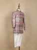 Pink Floral Sequins Embroidered Kids Semi Silk Sherwani Set