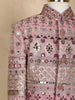 Pink Floral Sequins Embroidered Kids Semi Silk Sherwani Set