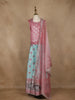 Pink Floral Woven Design Banarasi Silk Kids Pattu Pavadai With Dupatta