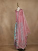 Pink Floral Woven Design Banarasi Silk Kids Pattu Pavadai With Dupatta