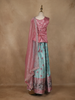 Pink Floral Woven Design Banarasi Silk Kids Pattu Pavadai With Dupatta