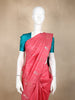 Pink Kanchipuram Bridal Silk Saree with Stripes and No Border