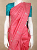 Pink Kanchipuram Bridal Silk Saree with Stripes and No Border