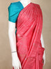 Pink Kanchipuram Bridal Silk Saree with Stripes and No Border